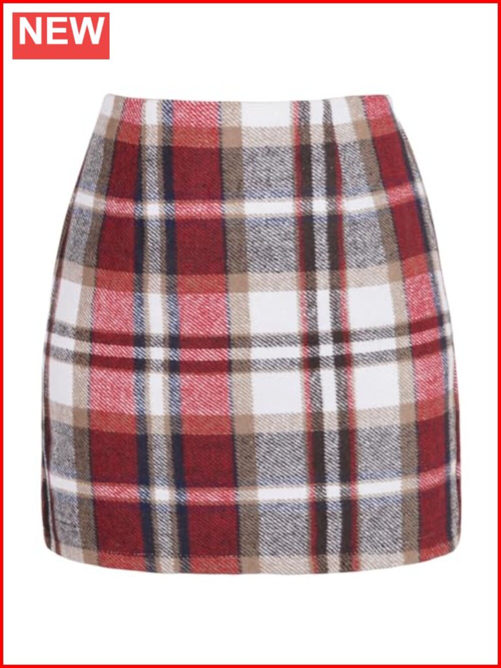 High Waisted Plaid Wool Blend A-Line Pencil Mini Skirt Office Wear